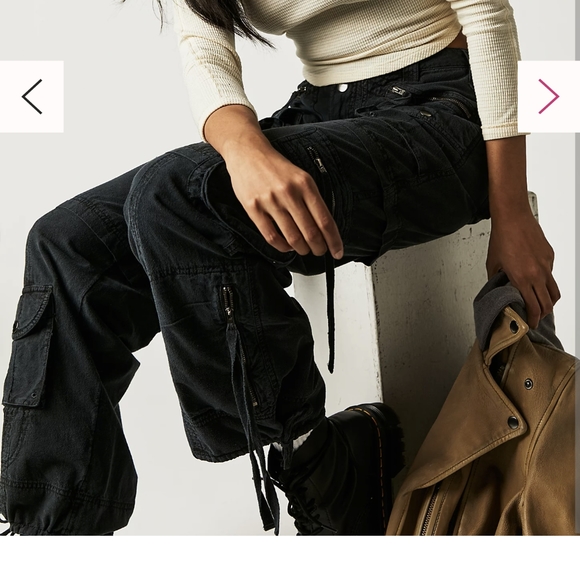 Free People Black Cargo Parachute Pants - Picture 6 of 7